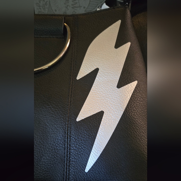 Your Vibe Black lightening bolt CUTE faux leather purse 13"x9" HOST PICK🎈🎉✨️ - Picture 2 of 9